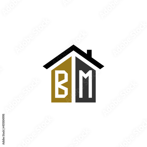 bm home logo design vector luxury linked