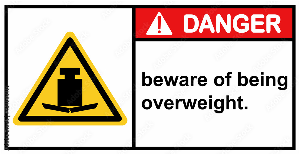 Warning, do not overload the load.Danger sign. Warning, do not overload the load.Danger sign.