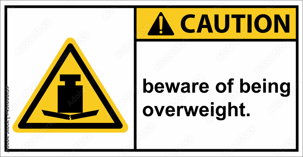 Warning, do not overload the load.Caution sign. Warning, do not overload the load.Caution sign.