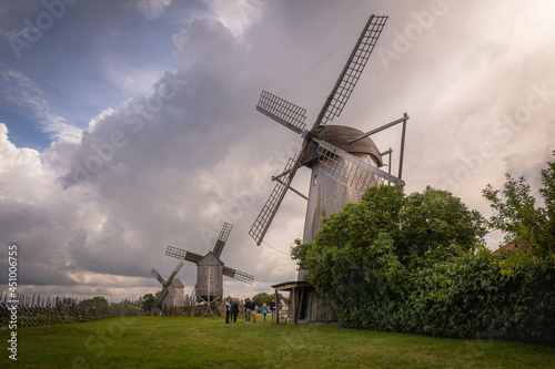 The photo of wind mills on Angla wind mill park on Saaremaa island, Estonia. photo