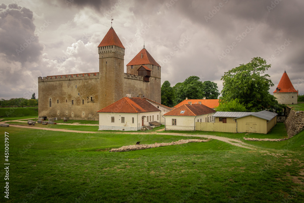 The photo of Kuressaare castle and its surroundings on Saaremaa island, Estonia.