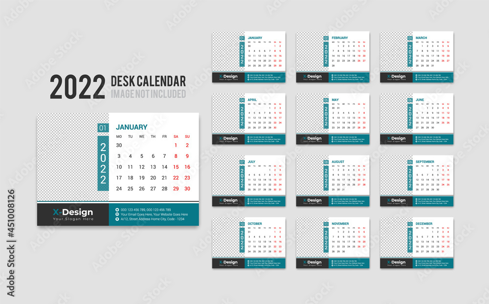 2022 desk calendar with simple design 2022 desk calendar with simple design