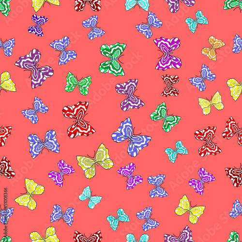 Seamless pattern with interesting doodles on colorfil background.