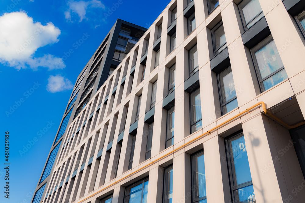 modern estate high construction frame building exterior facade architecture background concept photography foreshortening from below modern estate high construction frame building exterior facade architecture background concept photography foreshortening from below