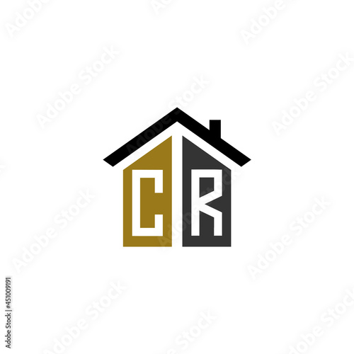 cr home logo design vector luxury linked