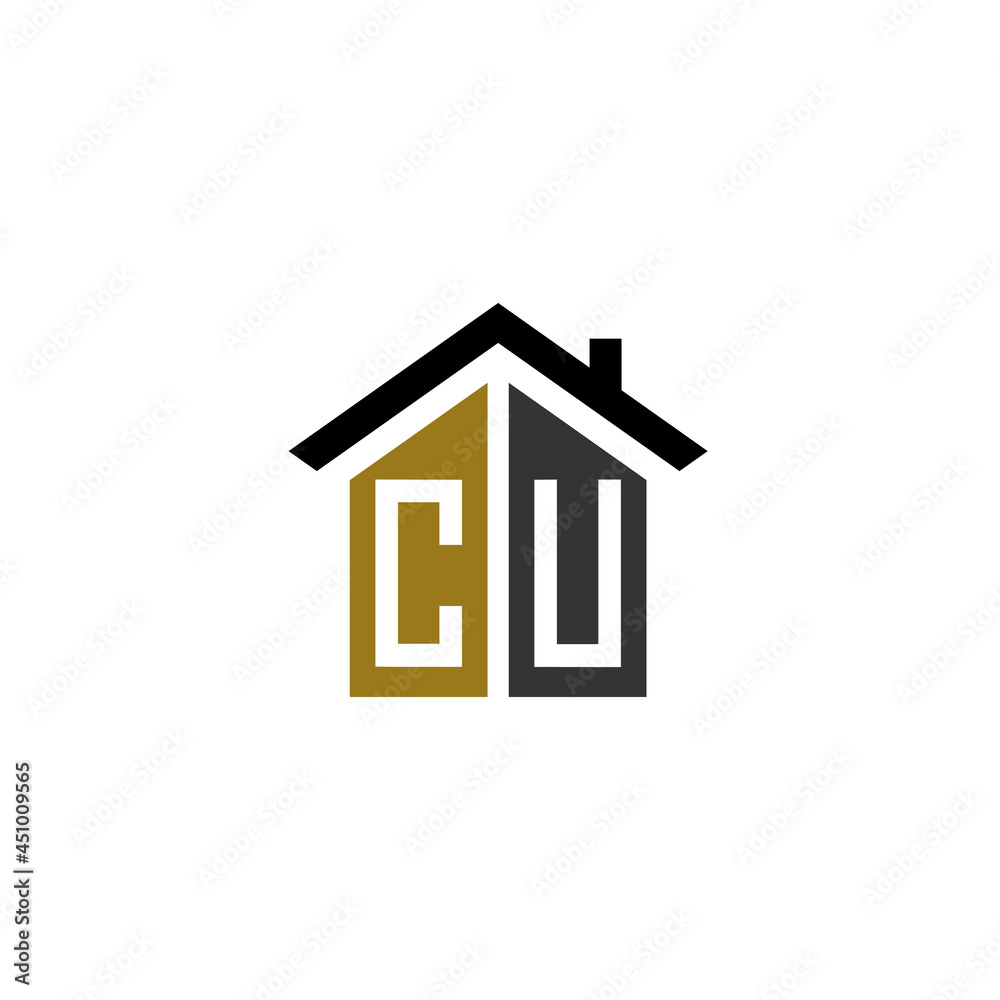 cu home logo design vector luxury linked cu home logo design vector luxury linked