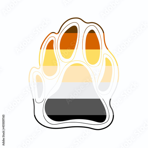 Gay bear flag in animal footprint icon. Vector illustration isolated on white background, EPS 10