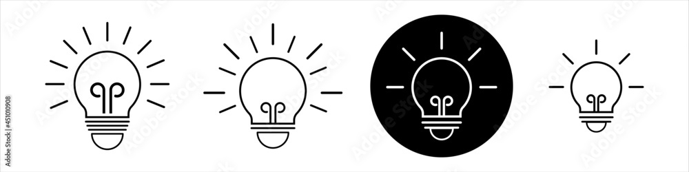 Light bulb icon set. Line vector sign. Idea symbol, logo illustration. Vector graphics isolated on white background. Light bulb icon set. Line vector sign. Idea symbol, logo illustration. Vector graphics isolated on white background.