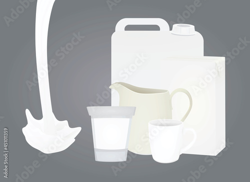 Milk containers set. vector illustration