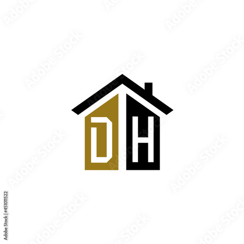 dh home logo design vector luxury linked