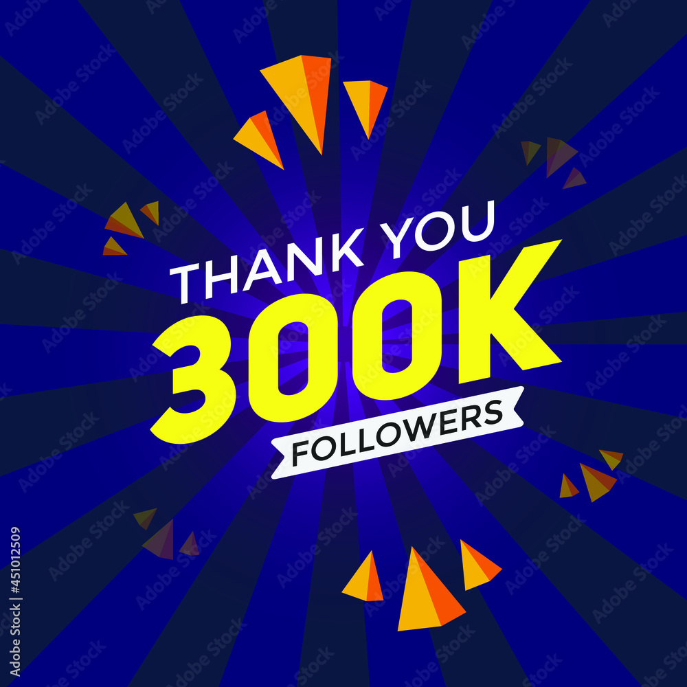 Obraz premium 350k followers thank you colorful celebration template. 350000 social media followers achievement congratulation