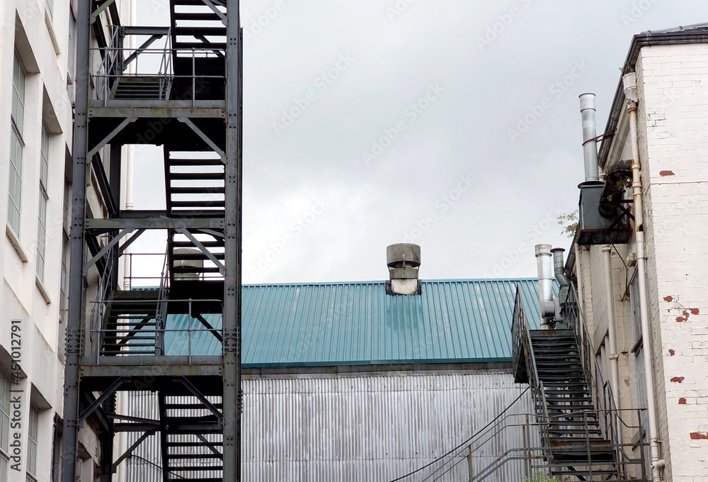 Fototapeta premium Industrial building with a large metal staircase