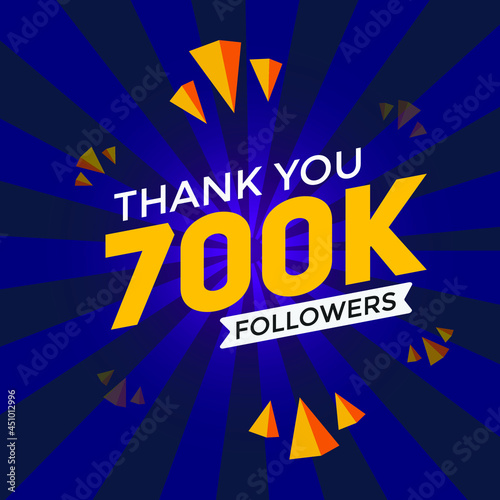 700k followers thank you colorful celebration template. social media followers achievement congratulation 