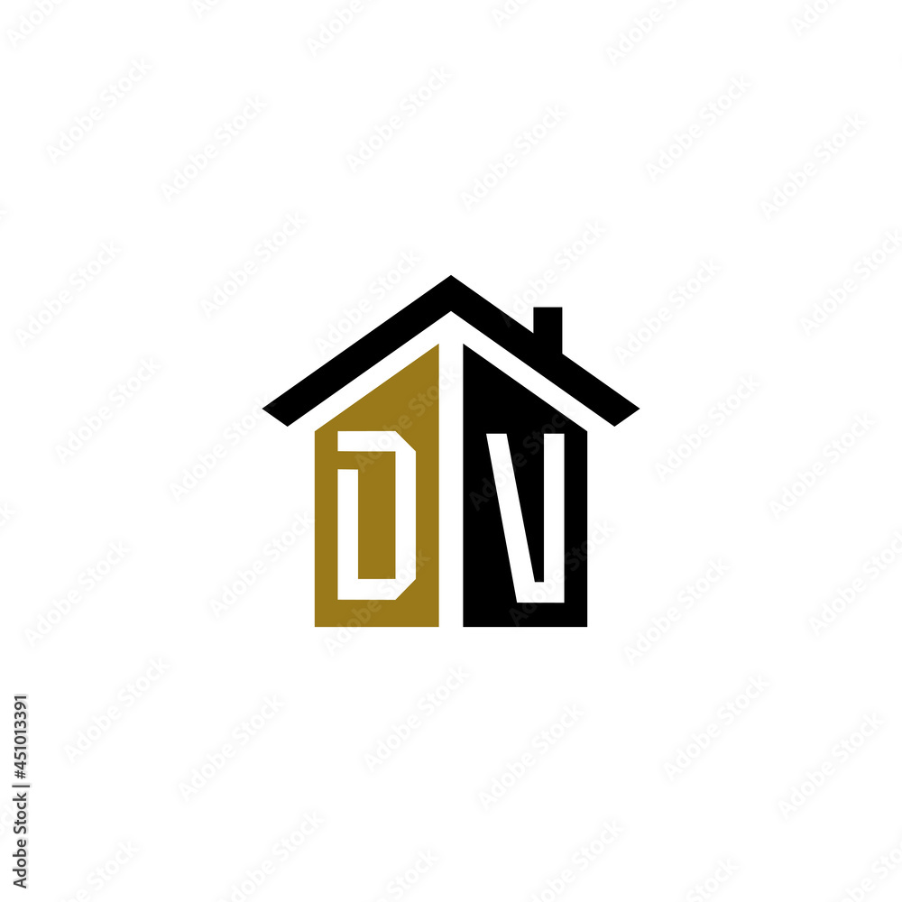 dv home logo design vector luxury linked