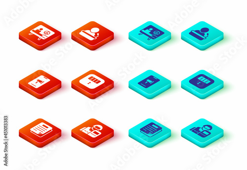 Set Document, Police officer, Protest, Prison cell door, Speaker and Peace icon. Vector
