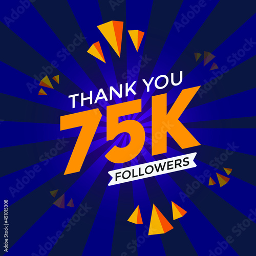 75k followers thank you colorful celebration template. social media 75000 followers banner. 