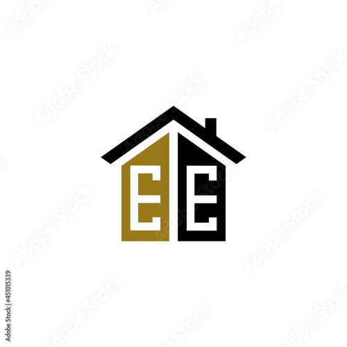 ee home logo design vector luxury linked