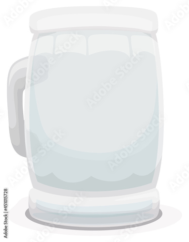 Empty glass tankard mug with handle, Vector illustration