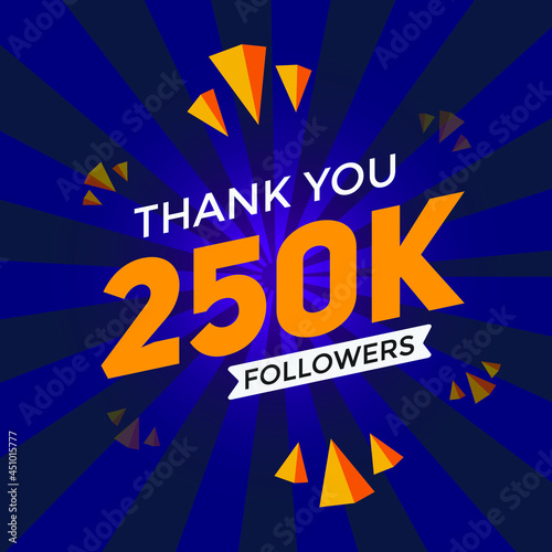 Wallpaper Mural 250k followers thank you colorful celebration template. social media 250000 followers achievement banner Torontodigital.ca