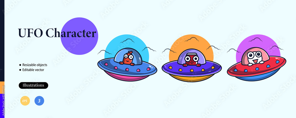 ufo character illustration set, suitable for your business, stickers, etc, vector eps 10 ufo character illustration set, suitable for your business, stickers, etc, vector eps 10