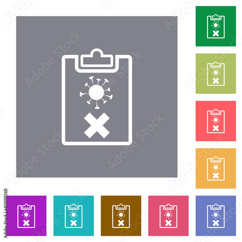 Covid test failed outline square flat icons