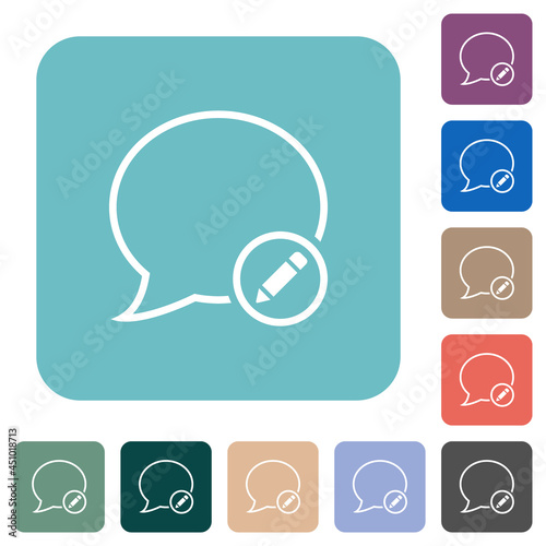 Edit message outline rounded square flat icons