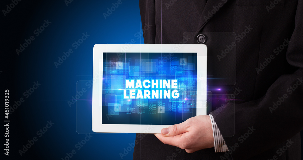 Person holding tablet, technology concept Person holding tablet, technology concept