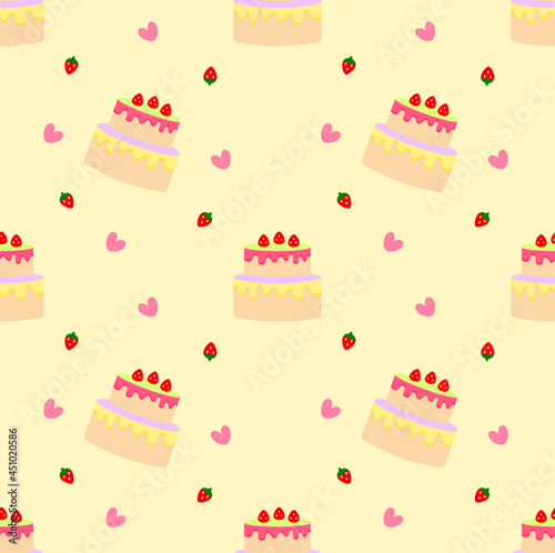 Strawberry Cake seamless Pattern