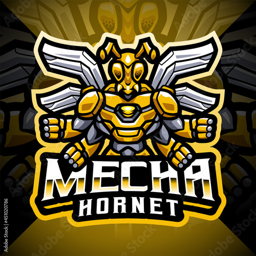 Mecha hornet esport mascot logo design