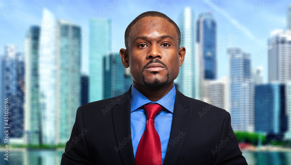 African businessman in a modern urban setting