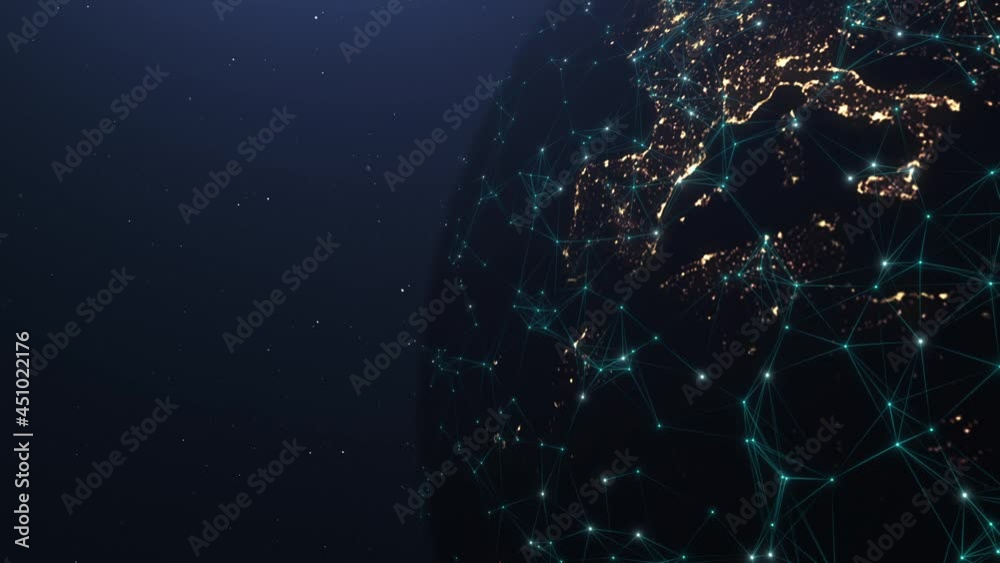 Global network connection and data connections concept. Communication technology global network. Global world network and telecommunication on earth cryptocurrency and blockchain and IoT.
