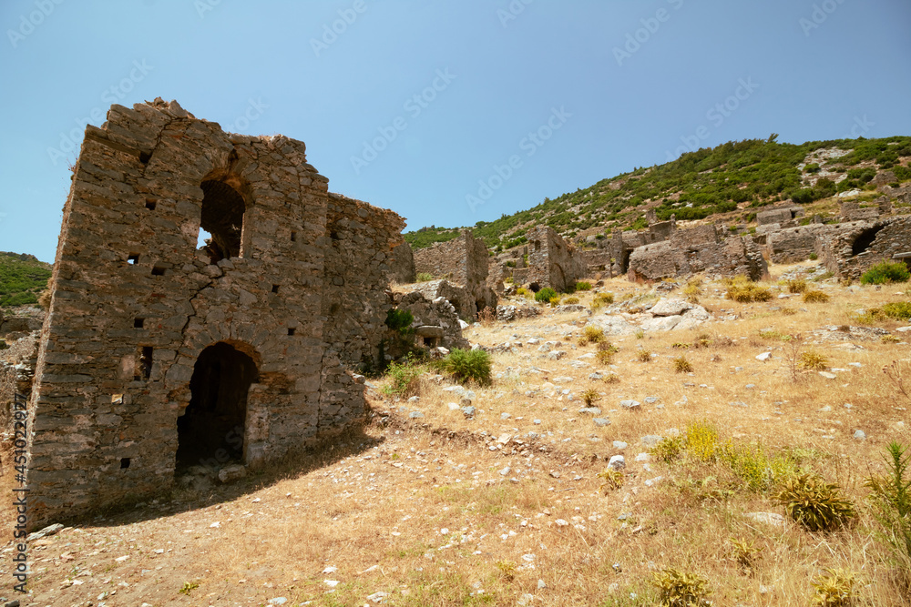 Ruins of Anemurium Ancient City or archaeological Site in Anamur Mersin Turkey
