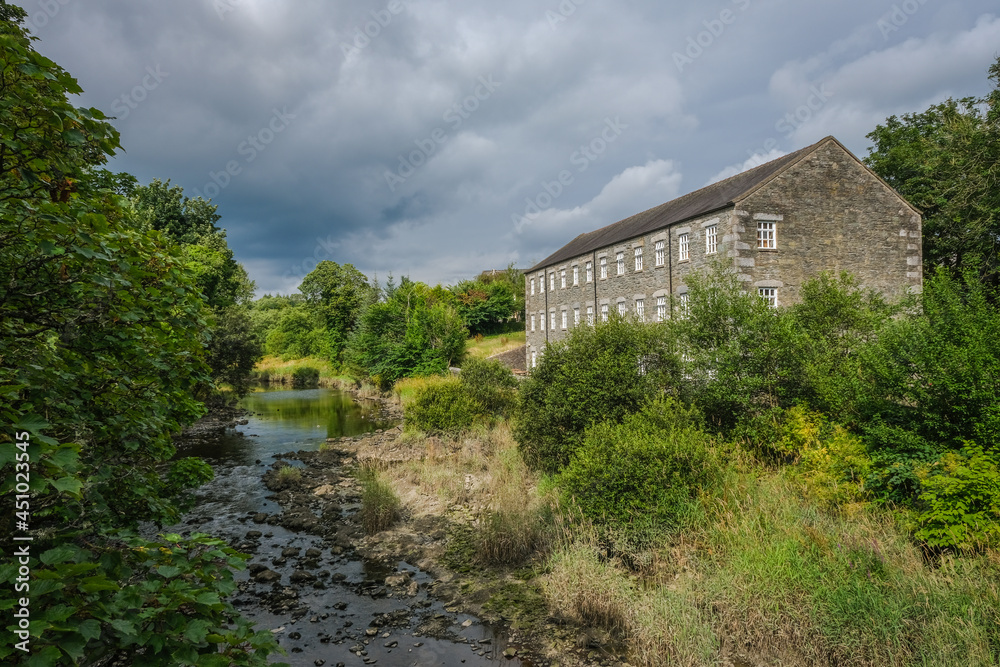 The Water of Fleet river and Mill at Gatehouse, Dumfries and Galloway, Scotland