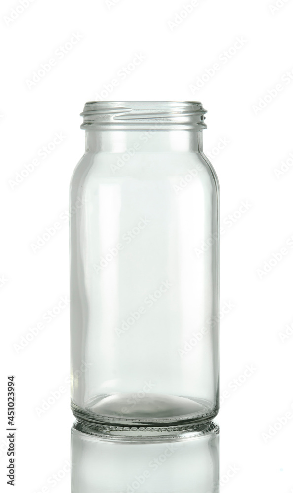 Clear Glass Bottle and Reflection isolated on white background Suitable for Mockup creative graphic design Clear Glass Bottle and Reflection isolated on white background Suitable for Mockup creative graphic design