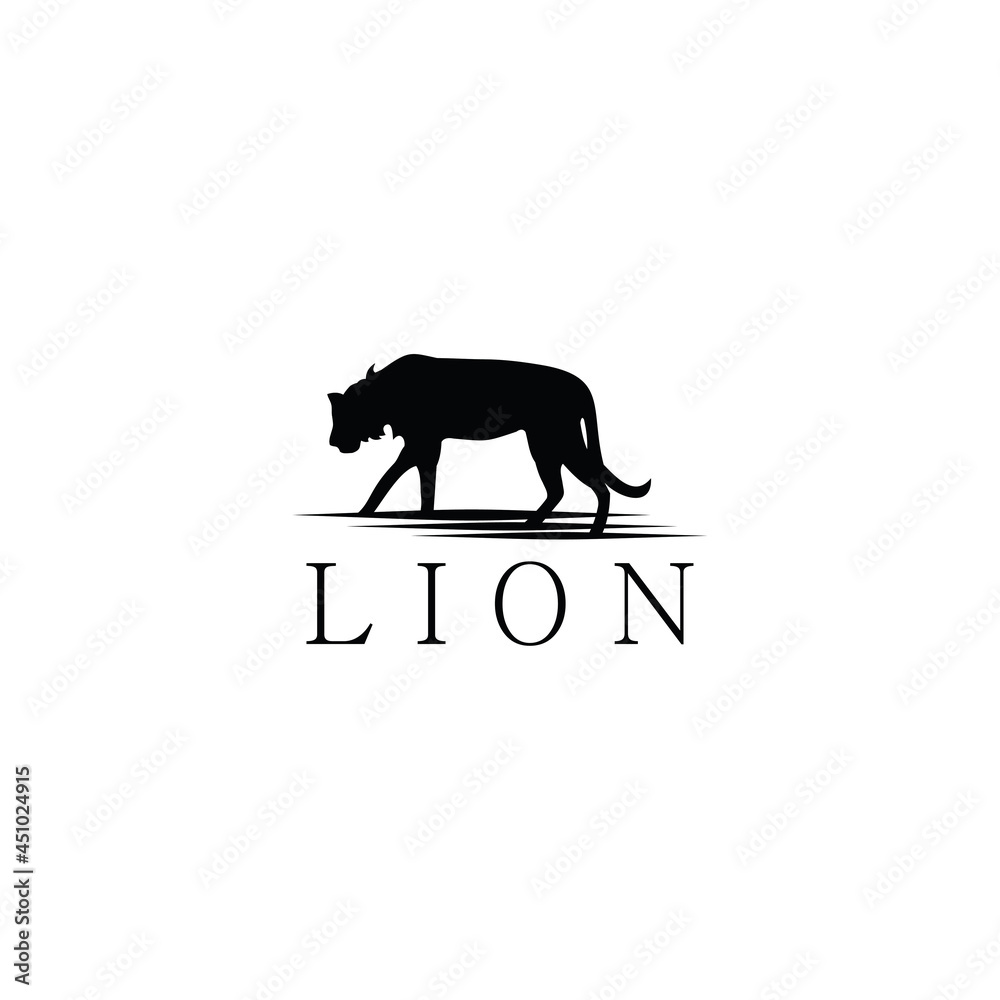 Silhouette of lion vector logo design Silhouette of lion vector logo design