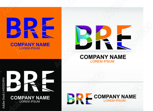Initial letter BER, swoosh horizon logo overlap motion corporate design inspiration in blue, orange and black color vector
