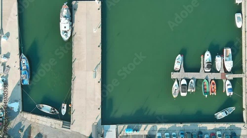 Small yacht seaport aerial view