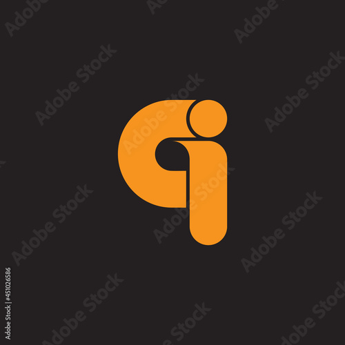 letter iq simple curves geometric logo vector