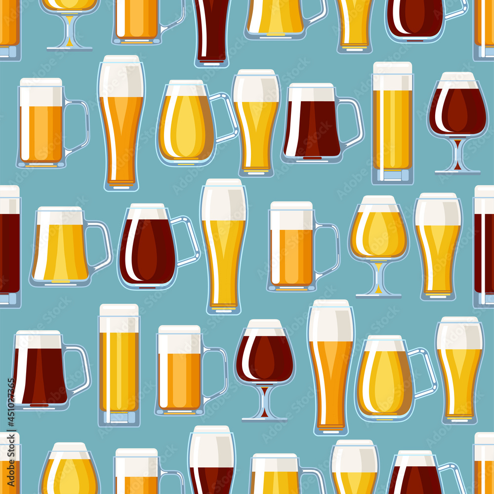 Oktoberfest background. Beer mugs seamless pattern, vector illustration. Texture for fabric, wrapping, wallpaper. Decorative print. Oktoberfest background. Beer mugs seamless pattern, vector illustration. Texture for fabric, wrapping, wallpaper. Decorative print.