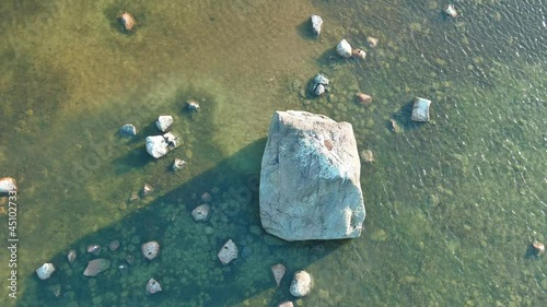 Flying around big stone