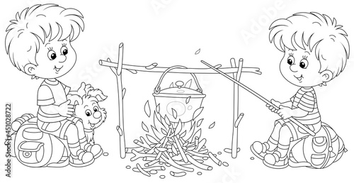 Little boy-scouts with a sm...