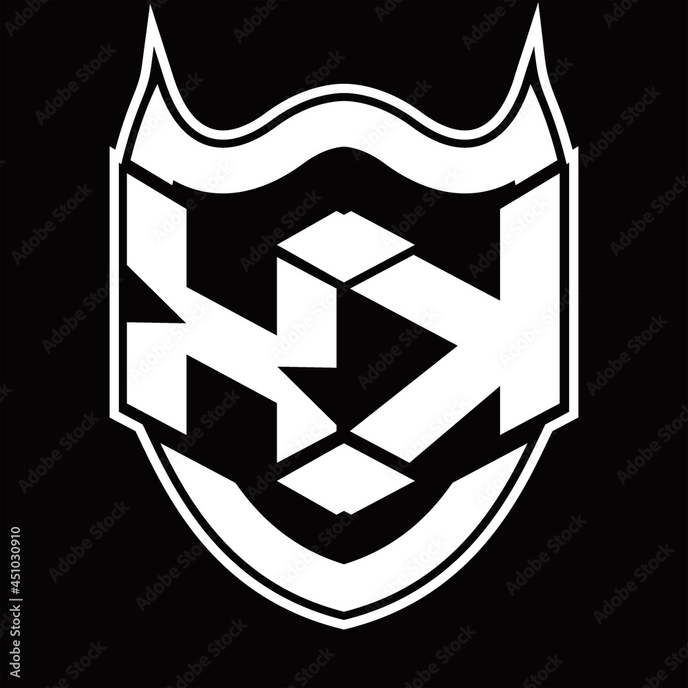 XK Logo monogram design isolated with shield shape design template XK Logo monogram design isolated with shield shape design template