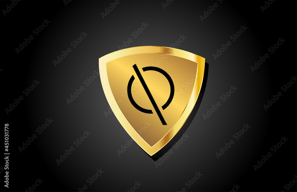golden shield Q luxury alphabet letter icon logo for business and company. Creative template design with gold metal badge golden shield Q luxury alphabet letter icon logo for business and company. Creative template design with gold metal badge
