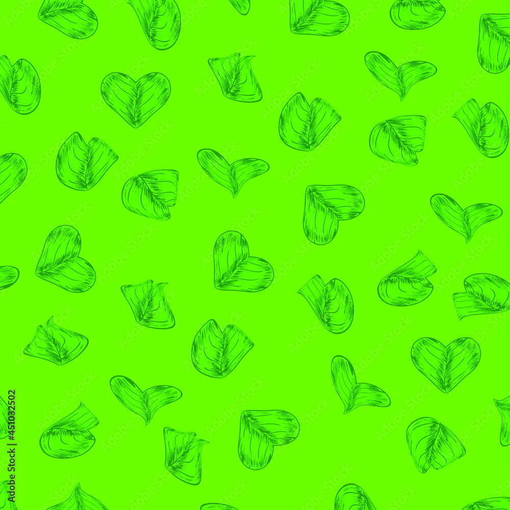 Green leaves pattern background with hand drawn style. seamless pattern green leaf. seamless background