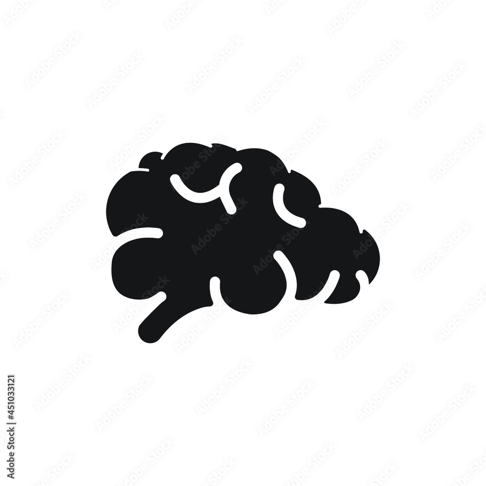 Brain icon. The silhouette of the brain. Human brain web illustration on a white background Brain icon. The silhouette of the brain. Human brain web illustration on a white background
