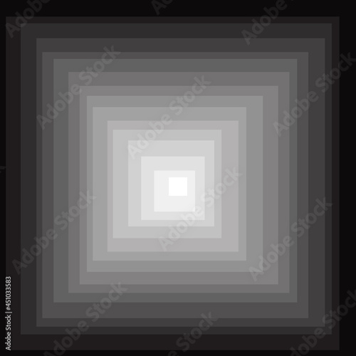 White tonnel. Vector squares in one from black to white.