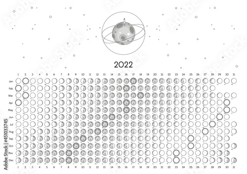 Moon Calendar 2022 Northern Hemisphere White