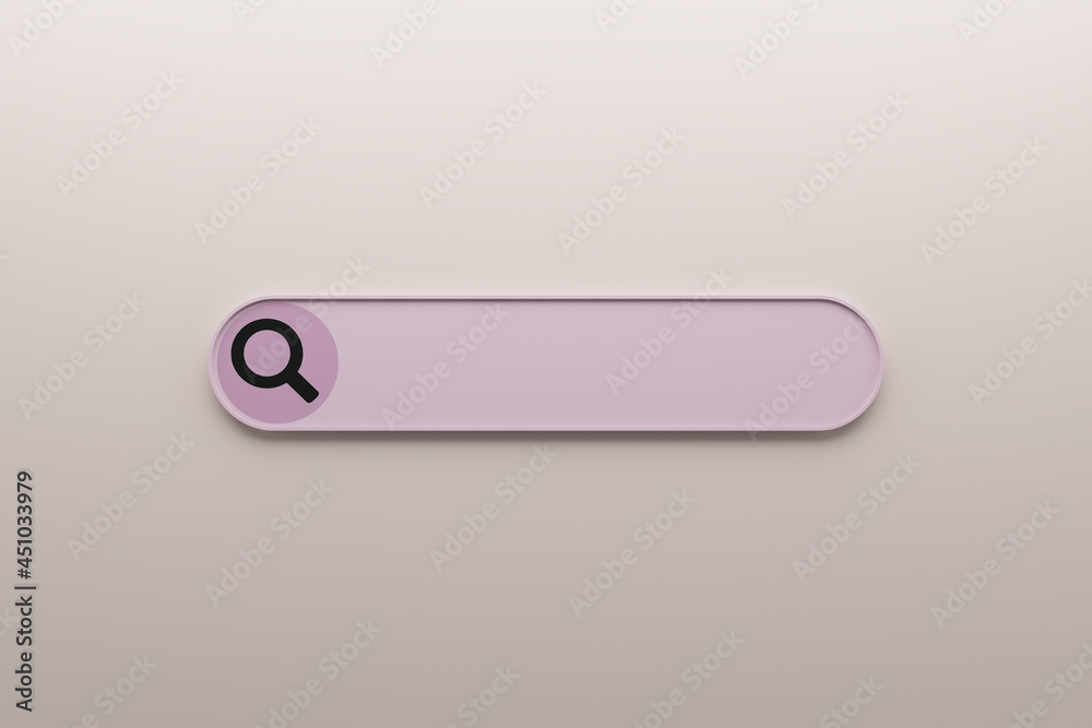 pink minimal blank search bar on beige background. web search concept. 3d rendering pink minimal blank search bar on beige background. web search concept. 3d rendering