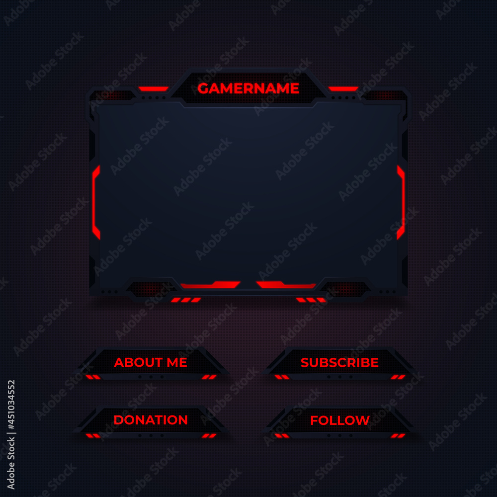 Twitch Stream Facecam Overlay and Twitch Panels Template design Stock ...