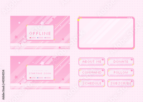 Fotografija Cute pink Twitch Stream Facecam Overlay and Twitch Panels Template design